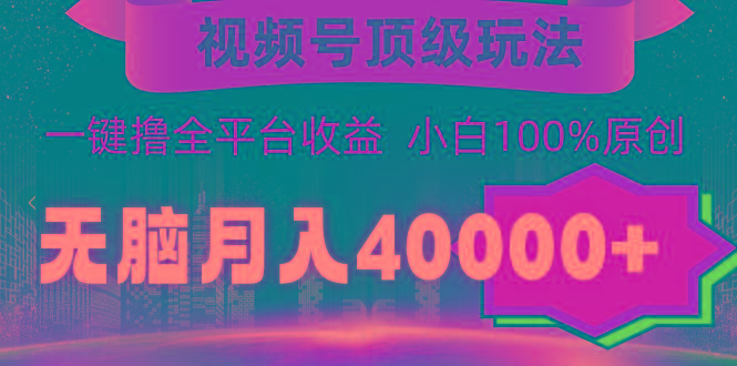 (9281期)视频号顶级玩法，无脑月入40000+，一键撸全平台收益，纯小白也能100%原创-卿云社
