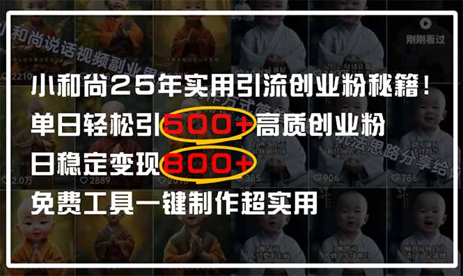 小和尚2025年实用引流秘籍！单日轻松引500+高质量创业粉，日变现800+，…-卿云社