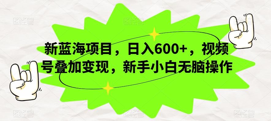 新蓝海项目，日入600+，视频号叠加变现，新手小白无脑操作【揭秘】-卿云社