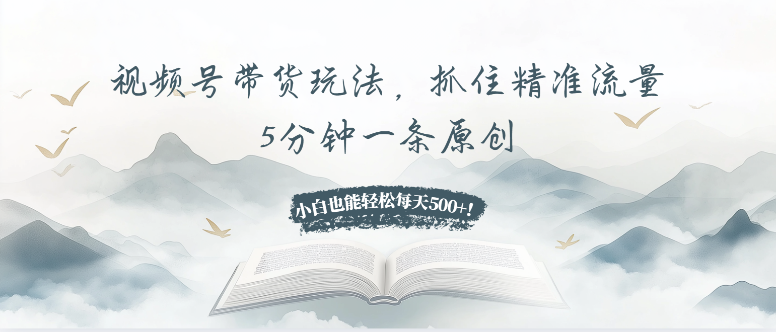 视频号带货玩法，抓住精准流量，5分钟一条原创，小白也能轻松每天500+！-卿云社