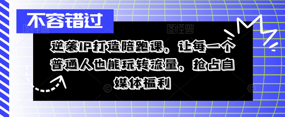 逆袭IP打造陪跑课，让每一个普通人也能玩转流量，抢占自媒体福利-卿云社