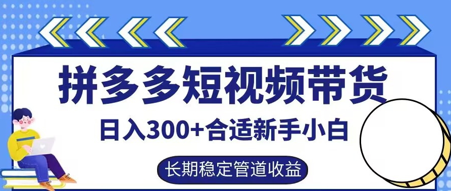 拼多多短视频带货日入300+有长期稳定被动收益，合适新手小白【揭秘】-卿云社