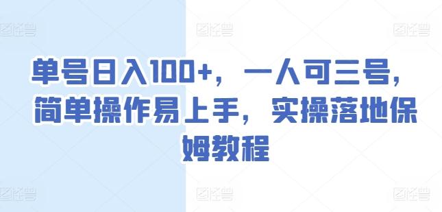 单号日入100+，一人可三号，简单操作易上手，实操落地保姆教程【揭秘】-卿云社