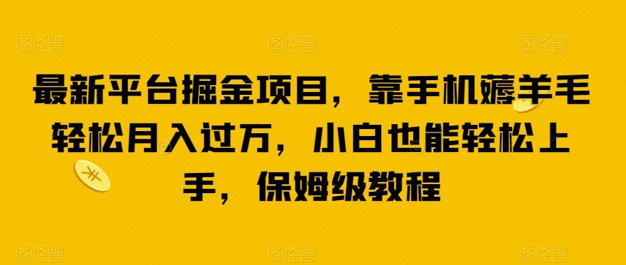 最新平台掘金项目，靠手机薅羊毛轻松月入过万，小白也能轻松上手，保姆级教程【揭秘】-卿云社