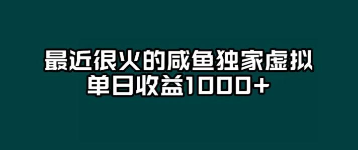 最近很火的咸鱼独家虚拟，单日收益1000+-卿云社