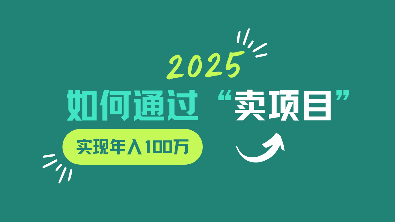 2025年如何通过“卖项目”实现年入100w-卿云社