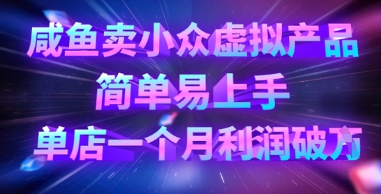 咸鱼卖小众虚拟产品，简单易上手，单店一个月利润破W-小艾项目网