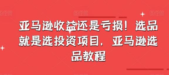 亚马逊收益还是亏损！选品就是选投资项目，亚马逊选品教程-卿云社