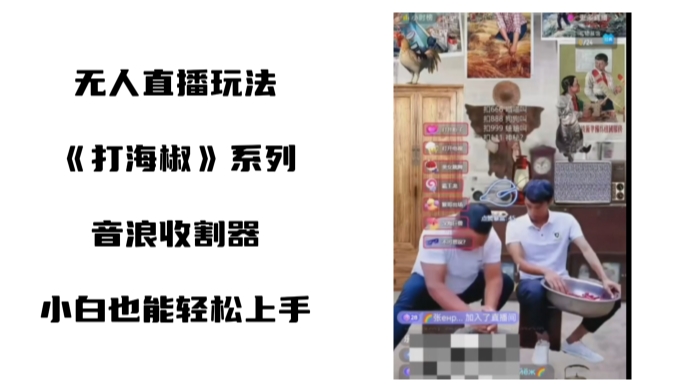 打海椒无人直播整蛊项目，小白轻松上手撸音浪收割器-卿云社