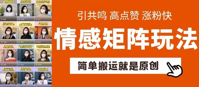 简单搬运，情感矩阵玩法，涨粉速度快，可带货，可起号【揭秘】-卿云社