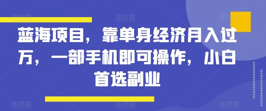 蓝海项目，靠单身经济月入过万，一部手机即可操作，小白首选副业【揭秘】-卿云社