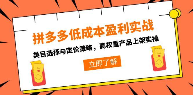 拼多多低成本盈利实战，类目选择与定价策略，高权重产品上架实操-卿云社