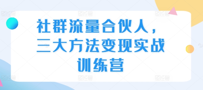 社群流量合伙人，三大方法变现实战训练营-卿云社