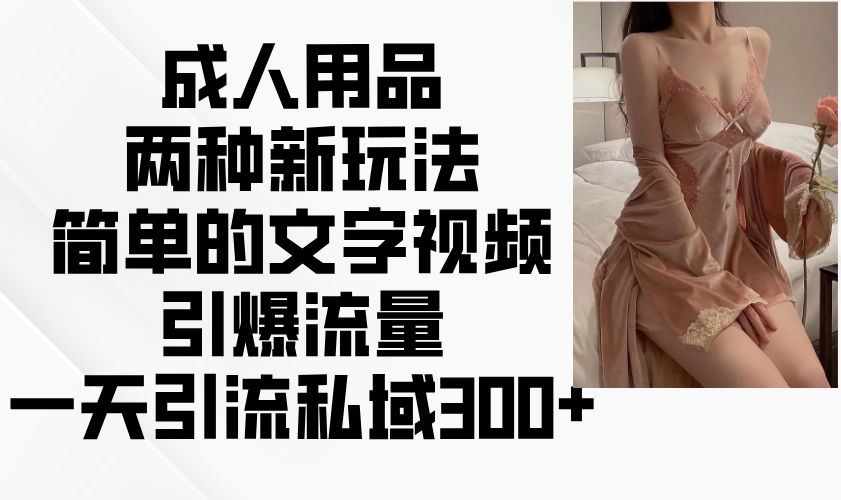 成人用品两种新玩法，简单的文字视频引爆流量，一天引流私域300+-卿云社
