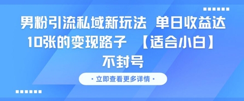 男粉引流私域新玩法，单日收益达10张的变现路子 【适合小白】不封号-卿云社