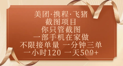 飞猪美团截图项目，你只管截图，一部手机在家做，正规平台无套路，一天5张+【揭秘】-卿云社