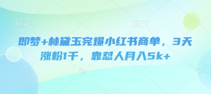 即梦+林黛玉完爆小红书商单，3天涨粉1千，靠怼人月入5k+-卿云社