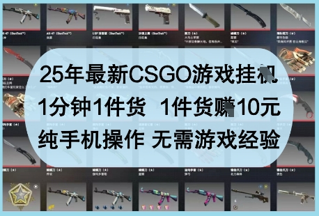 25年最新CSGO游戏挂G，1分钟1件货，1件货挣10元，纯手机操作，无需游戏经验【揭秘】-卿云社