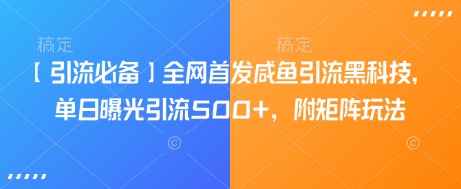 【引流必备】全网首发咸鱼引流黑科技，单日曝光引流500+，附矩阵玩法【揭秘】-卿云社