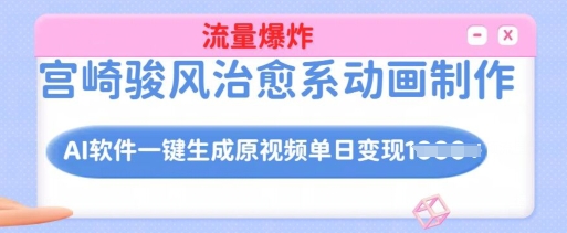 宫崎骏风治愈系动画制作，AI软件一键生成原创视频流量爆炸，单日变现多张，详细实操流程-卿云社