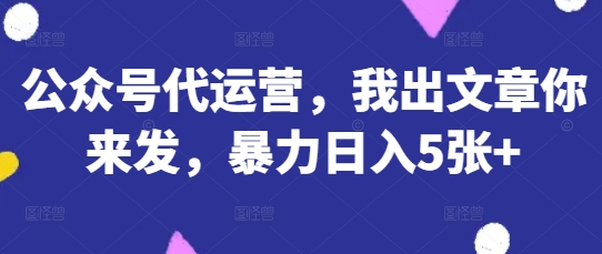 公众号代运营，我出文章你来发，暴力日入5张+【揭秘】-卿云社