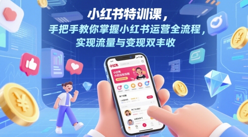 小红书特训课，手把手教你掌握小红书运营全流程，实现流量与变现双丰收-卿云社