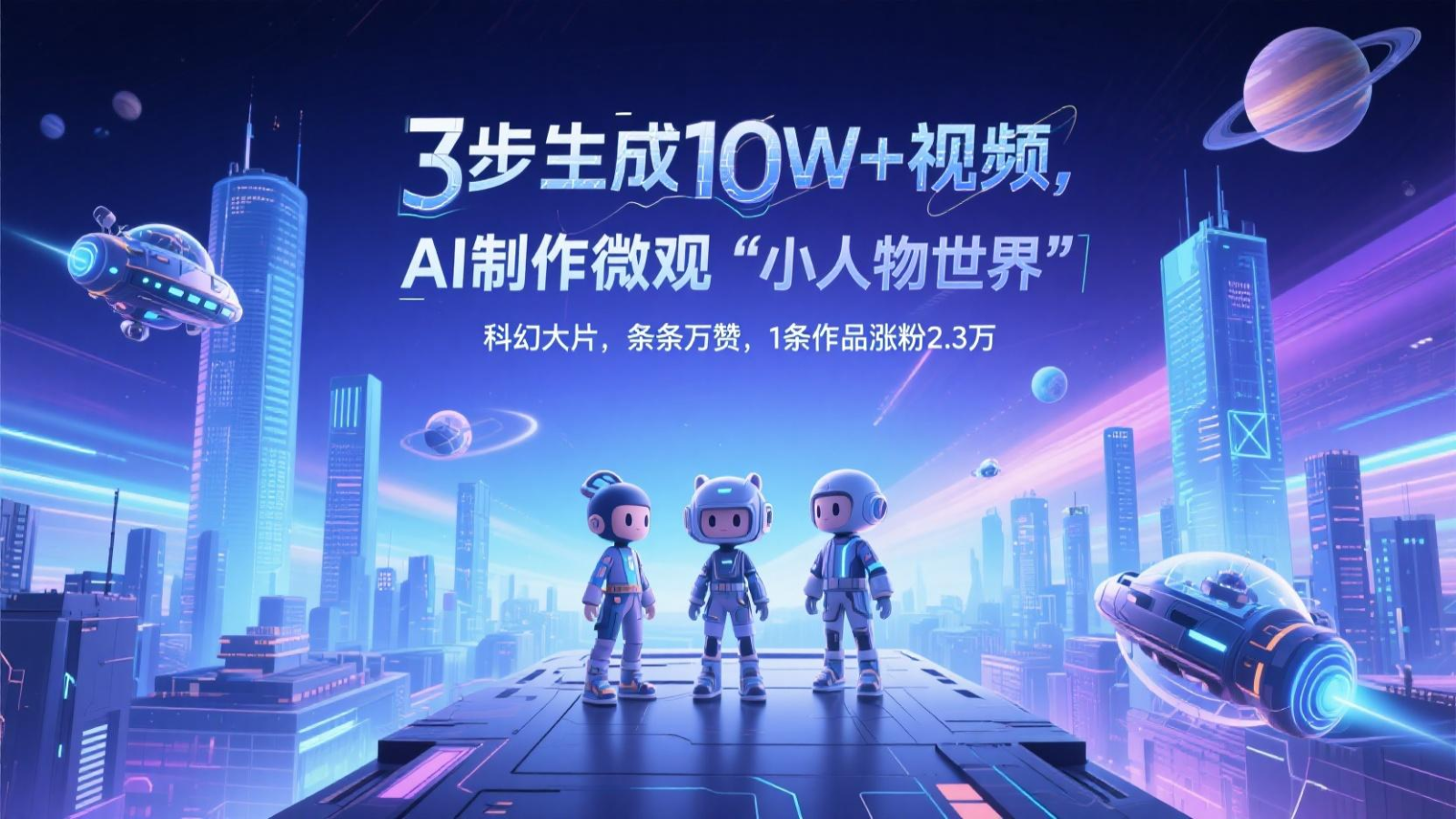三步生成10W+视频，AI制作微观“小人物世界”科幻大片，条条万赞，1条作品涨粉2.3万-卿云社