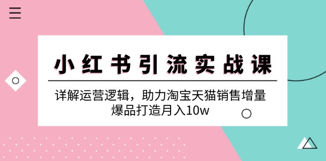 小红书引流实战课：详解运营逻辑，助力淘宝天猫销售增量，爆品打造月入10w-卿云社