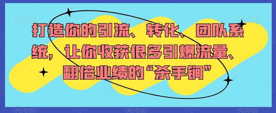 打造你的引流、转化、团队系统，让你收获很多引爆流量、翻倍业绩的“杀手锏”-卿云社