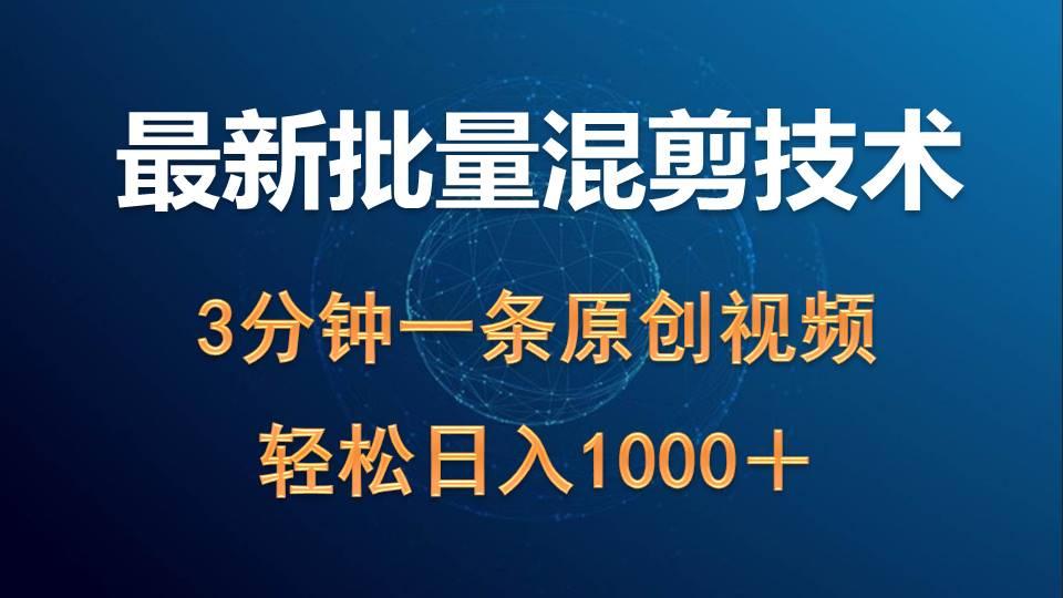 (9982期)最新批量混剪技术撸收益热门领域玩法，3分钟一条原创视频，轻松日入1000＋-卿云社