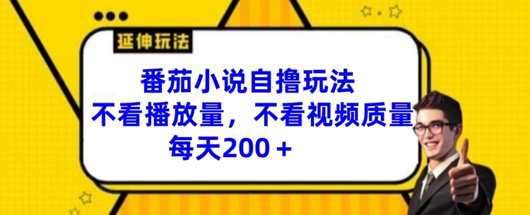 番茄小说自撸玩法，不看播放量，不看视频质量，每天200+【揭秘】-卿云社
