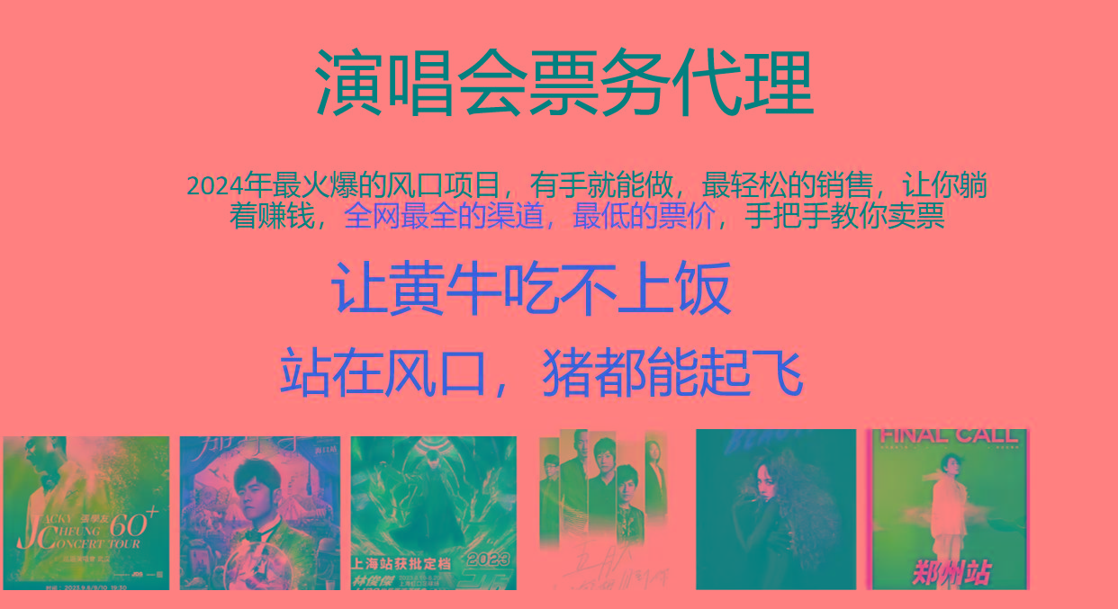 2024年最火爆风口项目，演唱会票务代理，日入2000+，一部手机就能搞定！-卿云社
