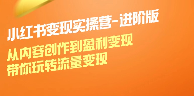 小红书变现实操营进阶版：从内容创作到盈利变现，带你玩转流量变现-卿云社