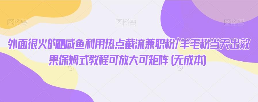 外面很火的2024咸鱼利用热点截流兼职粉/羊毛粉当天出效果保姆式教程可放大可矩阵(无成本)-卿云社
