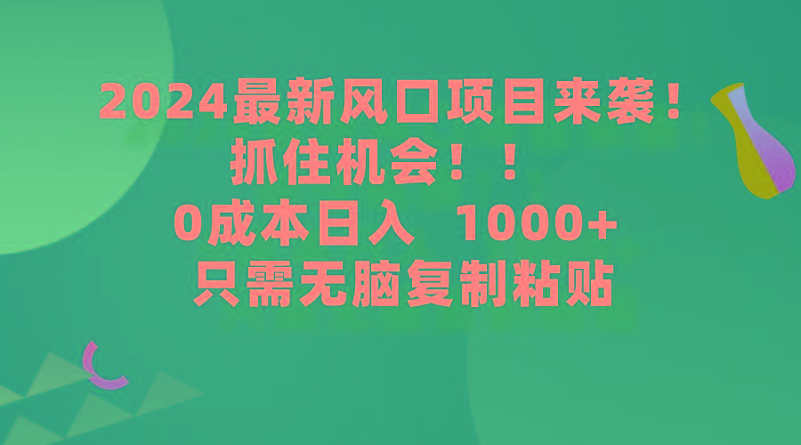 (9899期)2024最新风口项目来袭，抓住机会，0成本一部手机日入1000+，只需无脑复…-卿云社