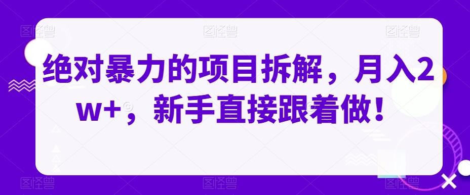 绝对暴力的项目拆解，月入2w+，新手直接跟着做！-卿云社
