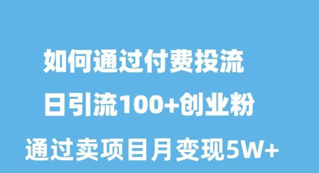 如何通过付费投流日引流100+创业粉月变现5W+-卿云社