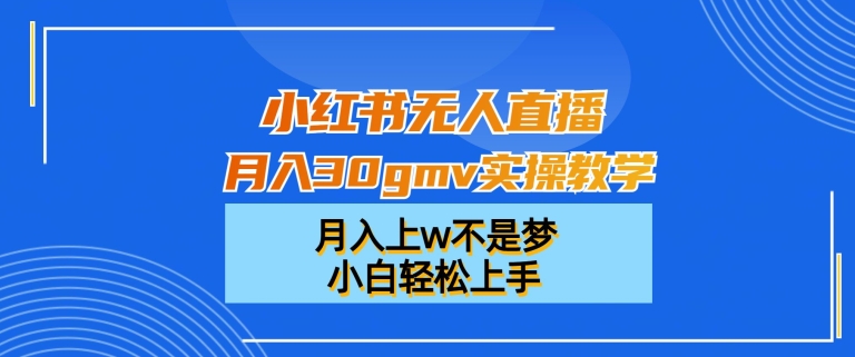 小红书无人直播月入30gmv实操教学，月入上w不是梦，小白轻松上手【揭秘】-卿云社
