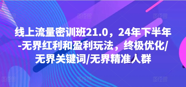 线上流量密训班21.0，24年下半年-无界红利和盈利玩法，终极优化/无界关键词/无界精准人群-卿云社