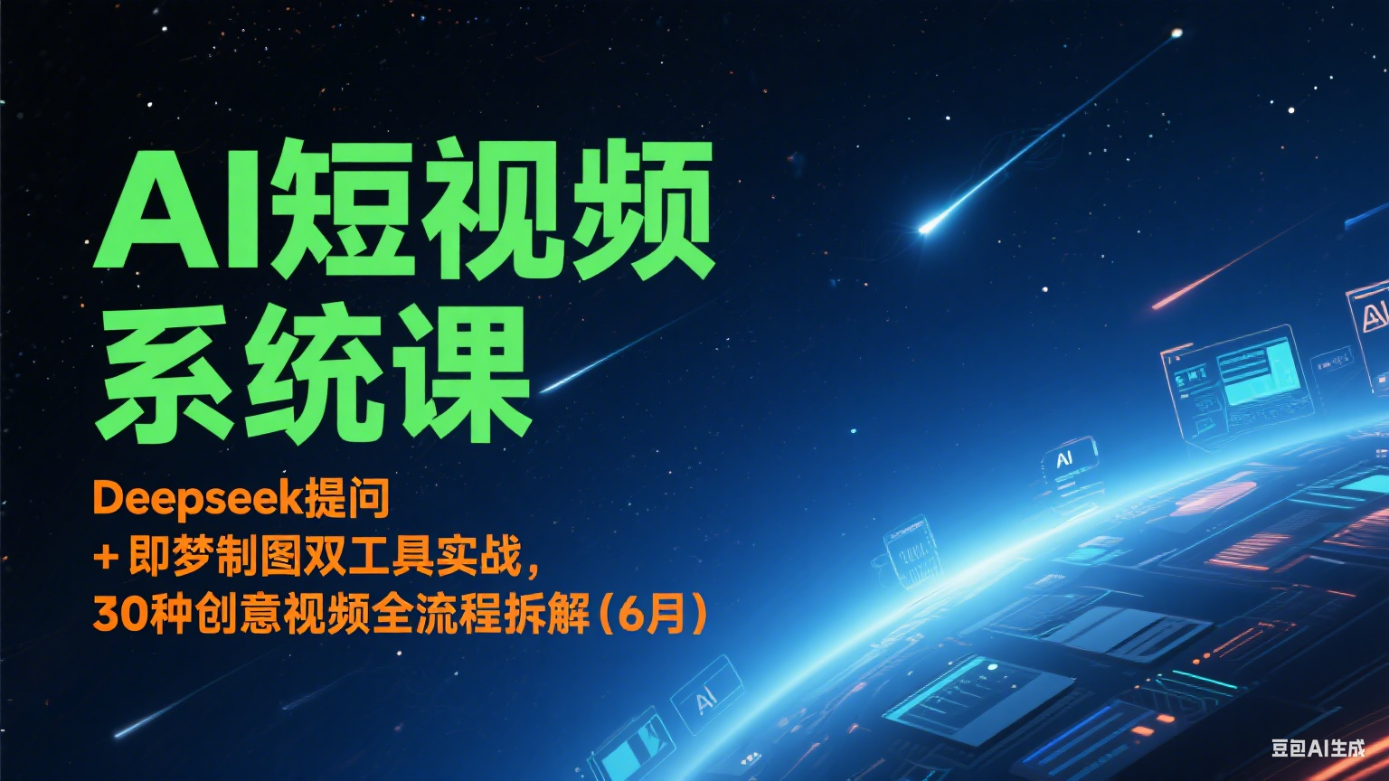 AI短视频系统课：Deepseek提问 + 即梦制图双工具实战，30种创意视频全流程拆解(6月)-卿云社