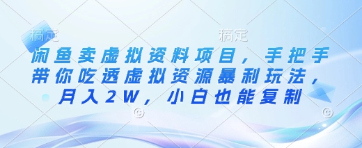 闲鱼卖虚拟资料项目，手把手带你吃透虚拟资源暴利玩法，月入2W，小白也能复制-卿云社
