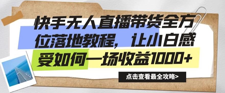 快手无人直播带货全方位落地教程，让小白感受如何一场收益1000+【揭秘】-卿云社