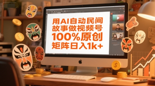 用AI自动民间故事做视频号，100%原创，矩阵日入1k+-卿云社