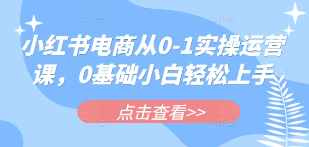 小红书电商从0-1实操运营课，0基础小白轻松上手-卿云社