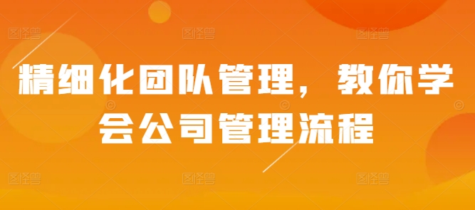 精细化团队管理，教你学会公司管理流程-卿云社