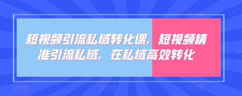 短视频引流私域转化课，短视频精准引流私域，在私域高效转化-卿云社