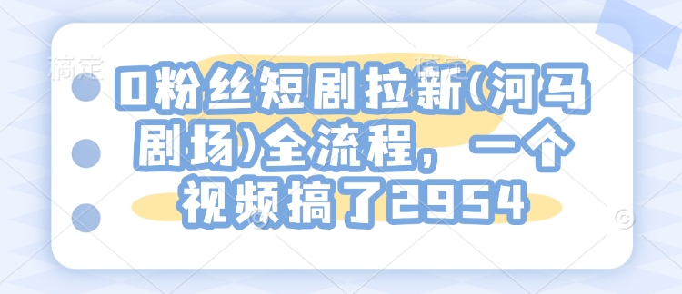 0粉丝短剧拉新(河马剧场)全流程，一个视频搞了2954-卿云社