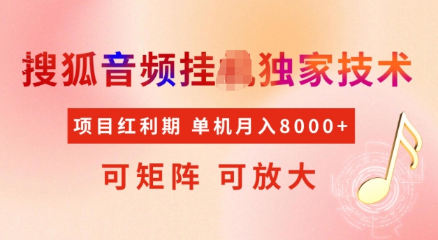 首发搜狐音频挂JI，项目红利期，可矩阵可放大，稳定月入5k【揭秘】-卿云社