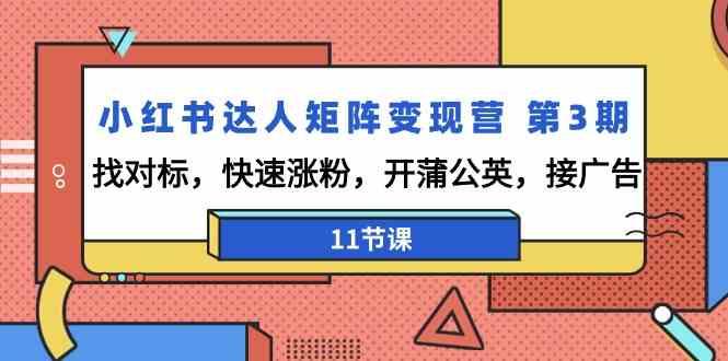 小红书达人矩阵变现营第3期，找对标，快速涨粉，开蒲公英，接广告(11节课)-卿云社