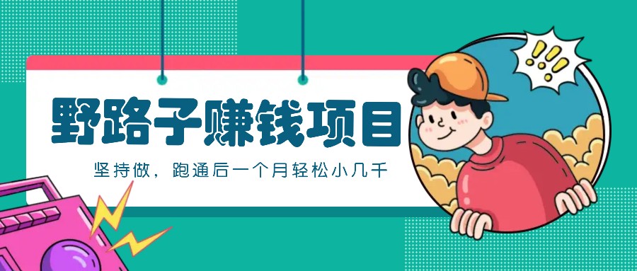 一个人就能操作的野路子赚钱项目，零成本零门槛坚持做，跑通后一个月小几千！-卿云社